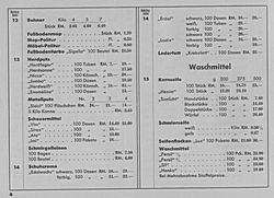 S. 4: Preisliste zu Katalog-Seiten 12-15