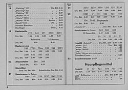 S. 6: Preisliste zu Katalog-Seiten 18-23