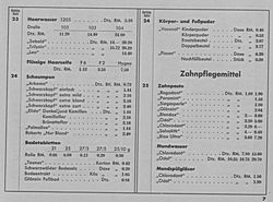 S. 7: Preisliste zu Katalog-Seiten 23-25