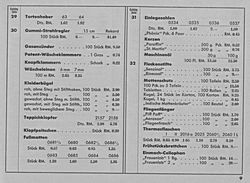 S. 9: Preisliste zu Katalog-Seiten 29-32