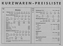 S. 15: Preisliste zu Katalog-Seiten 46-47 