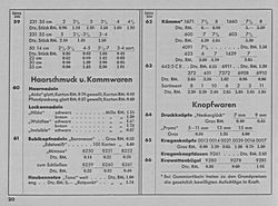 S. 20: Preisliste zu Katalog-Seiten 59-66