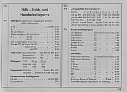 S. 23: Preisliste zu Katalog-Seiten 74-75