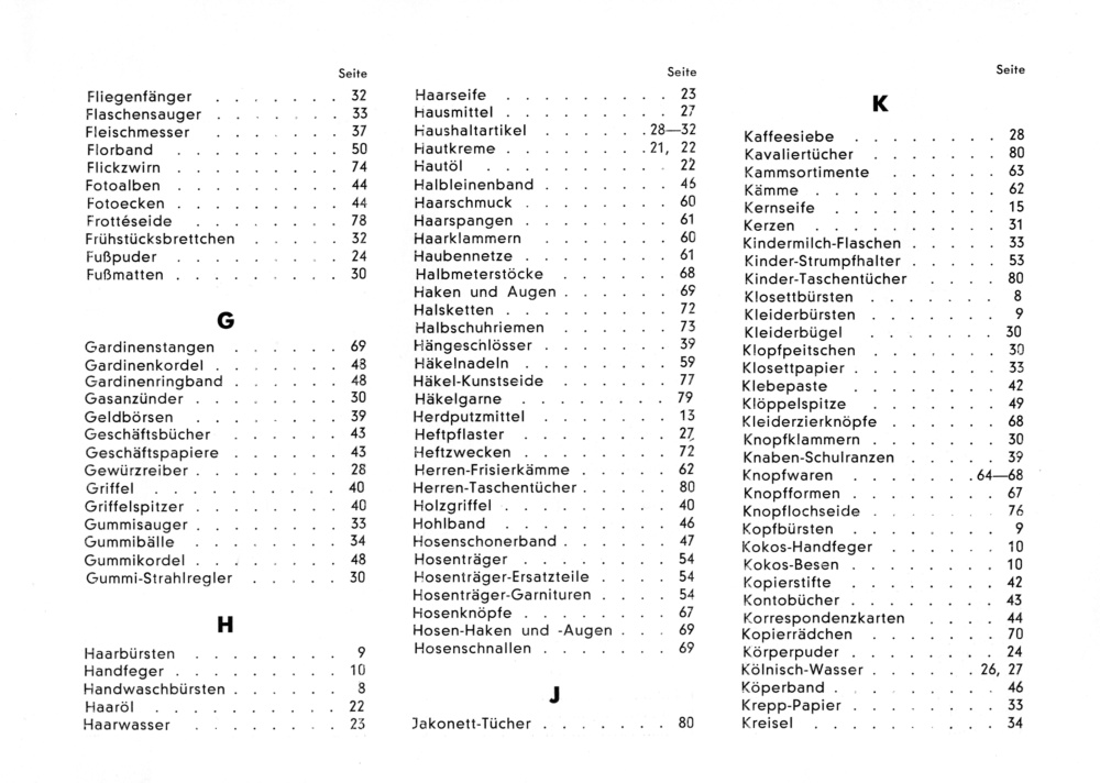 S. 4: Inhalts-Verzeichnis F-K