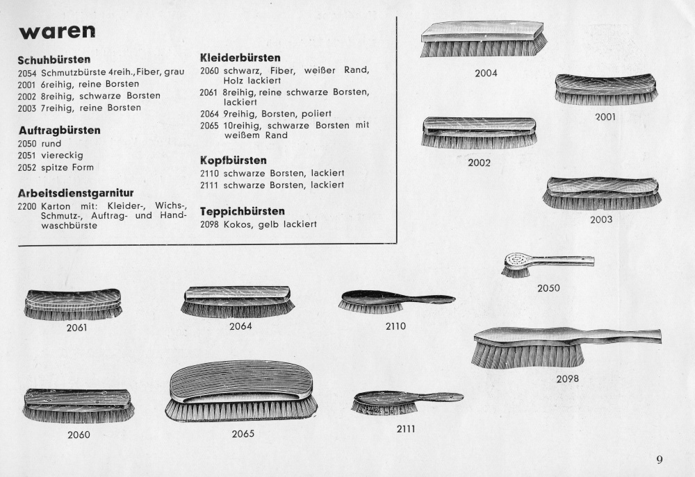 S. 9: Bürstenwaren - Arbeitsdienstgarnitur