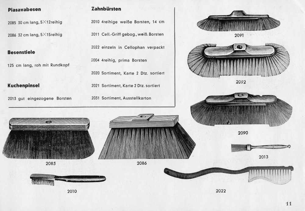 S. 11: Bürstenwaren - Besen und Zahnbürsten