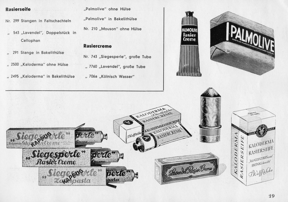 S. 19: Toilettenartikel - Rasierseife u. -creme