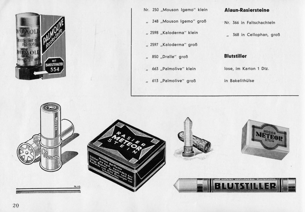 S. 20: Toilettenartikel - Rasierseife, Blutstiller