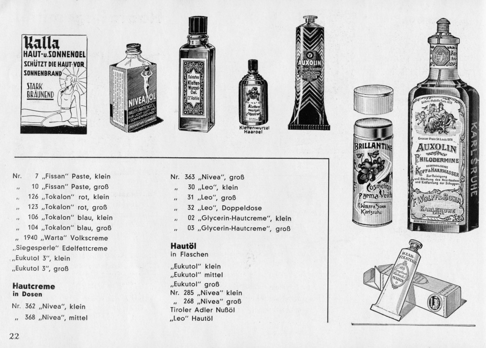 S. 22: Toilettenartikel - Hautcreme und -öl