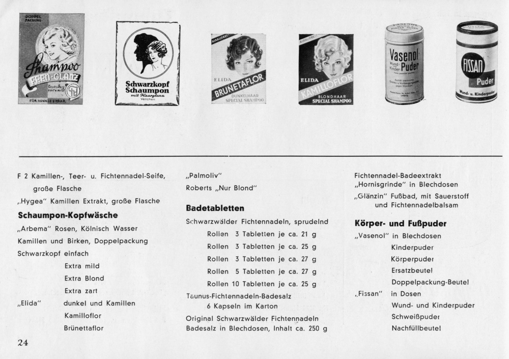 S. 24: Haarpflegemittel, Schaumpon und Puder