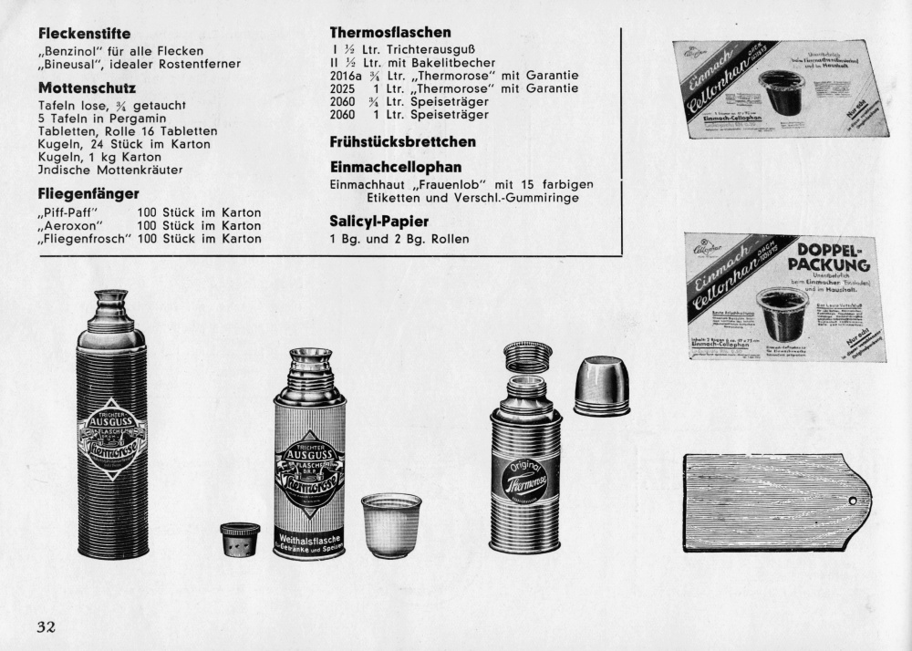 S. 32: Fliegenfänger, Thermosflaschen