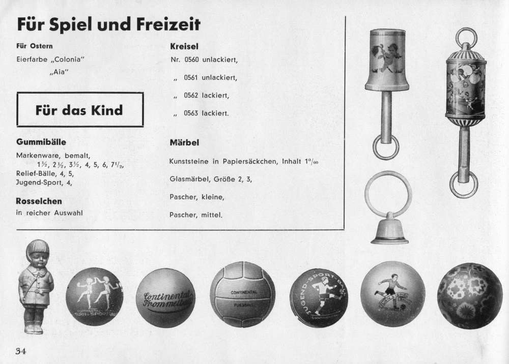 S. 34: Für Spiel u. Freizeit - Kreisel, Märbel