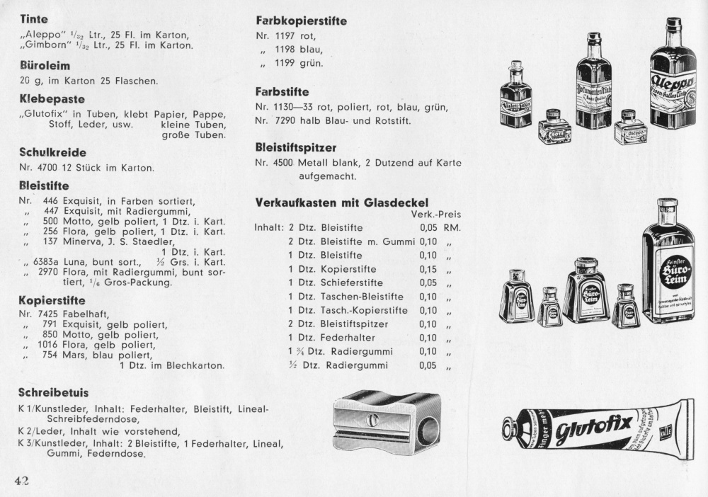 S. 42: Tinte, Kreide, Stifte