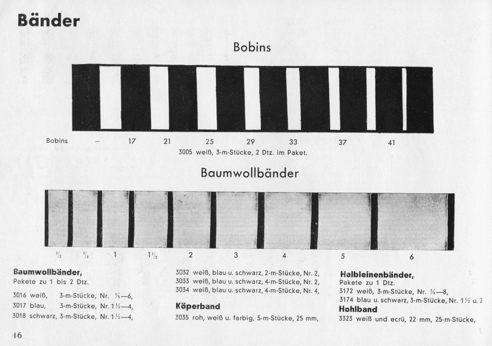 S. 46: Bänder und Bobins