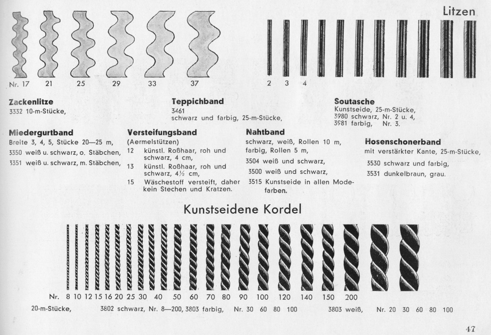 S. 47: Litzen, Bänder, Kordeln