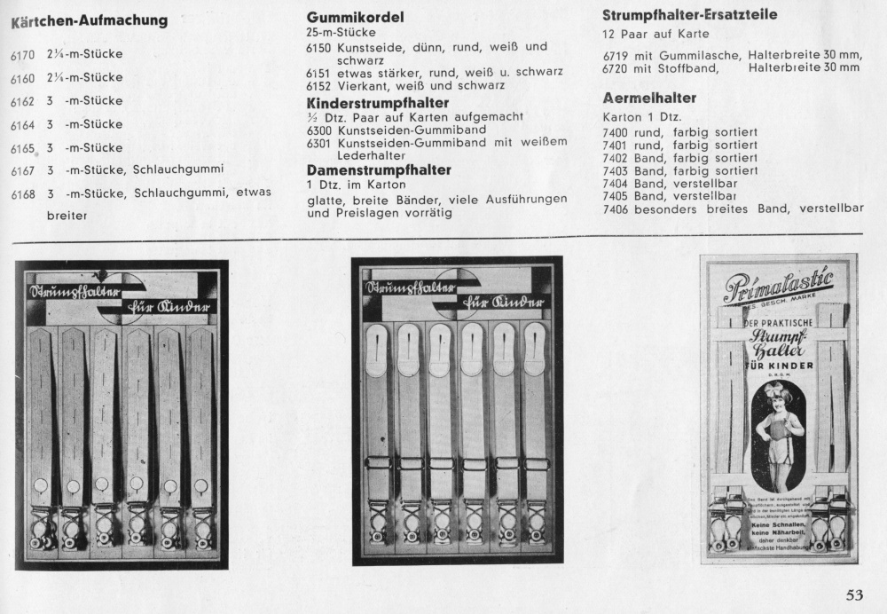 S. 53: Kinderstrumpfhalter, Aermelhalter