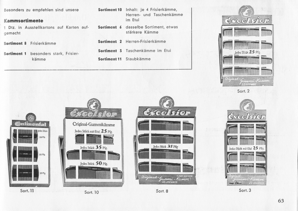 S. 63: Kammsortimente