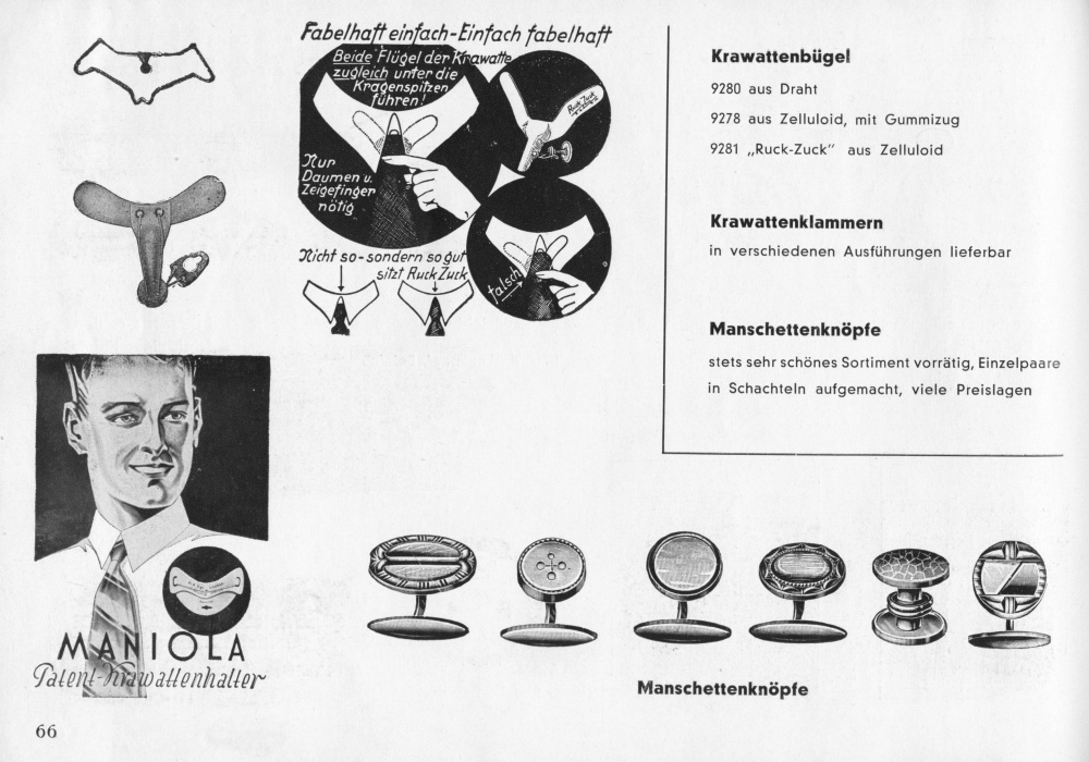 S. 66: Krawattenbügel, Manschettenknöpfe