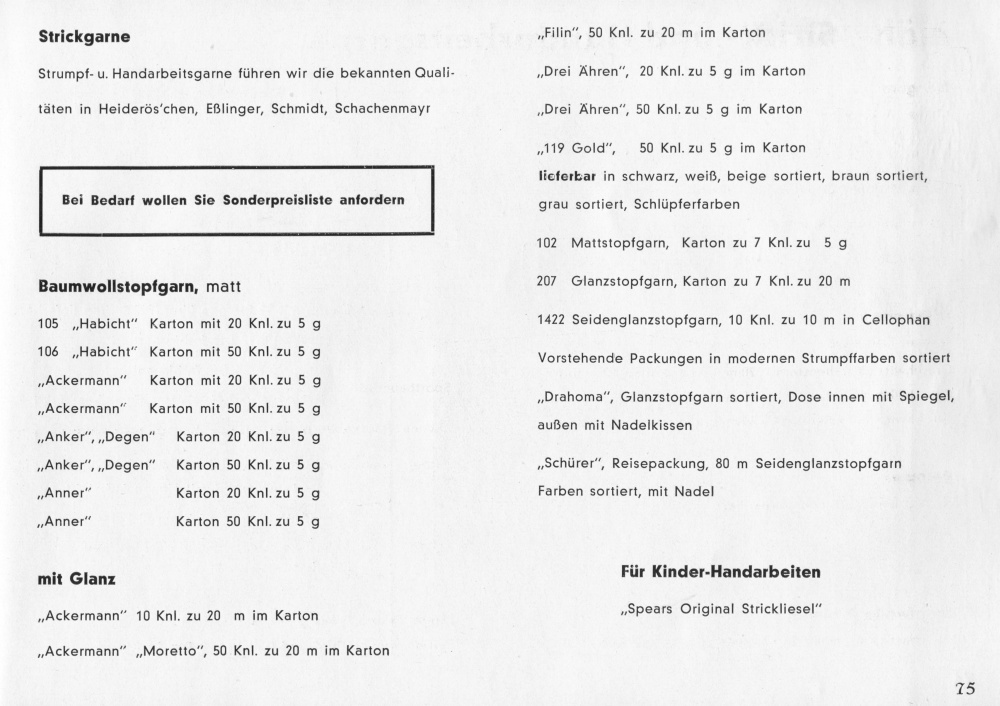 S. 75: Baumwollstopfgarn, matt und mit Glanz