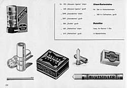 S. 20: Toilettenartikel - Rasierseife, Blutstiller