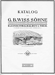 Titelblatt G. B. Wiss, Geschäfts-<br> gründung 1780, Fernsprecher Nr. 5
