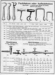 S. 40: Pack- oder Aufladehaken, <br> Zinn- und Holz-Kranen