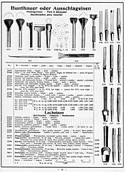 S. 42: Bunthauer- oder Ausschlag-<br> eisen, Locheisen