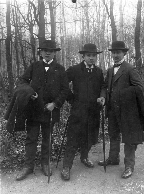 Drei Herren im Wald, Bielefeld um 1910