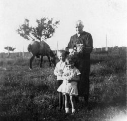 Blumenpflücken auf der Wiese mit der Großmutter, Saarbrücken 1930er