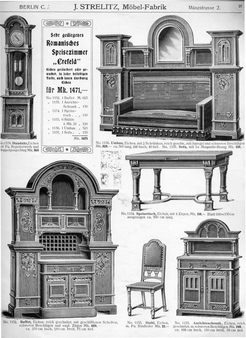 S. 25: Sehr gediegenes romanisches <br> Speisezimmer "Crefeld"