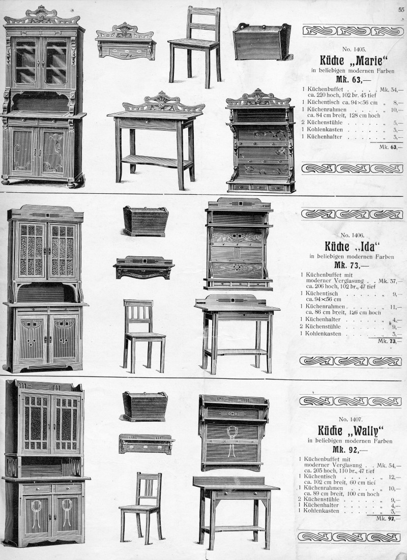 S. 55: Küchen "Marie", "Ida" und "Wally"