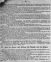 S. 11:  XI.  Feier der Sonn- und Festtage<br> und Aufsicht über die Kirchen.